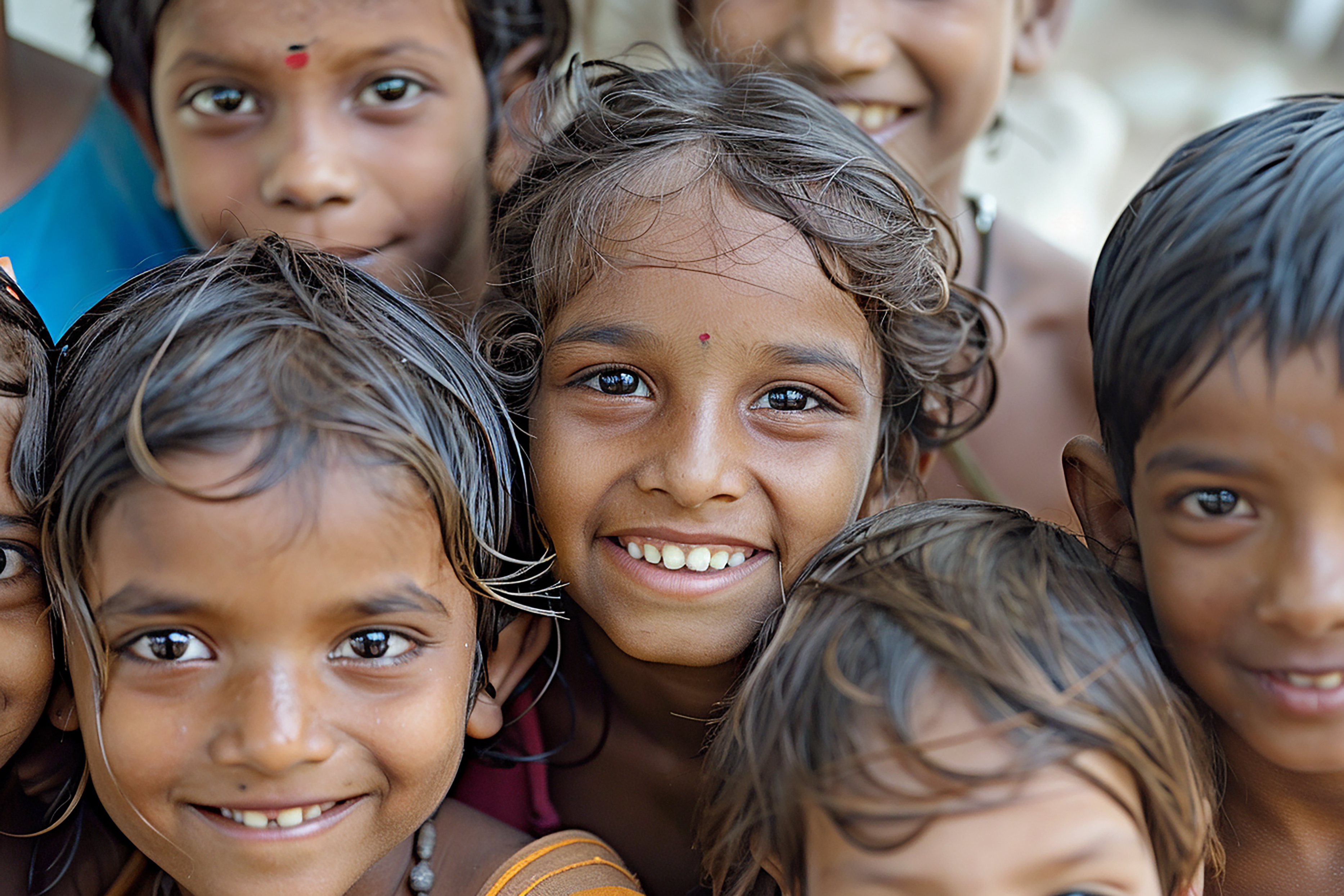 Volunteers helping community children